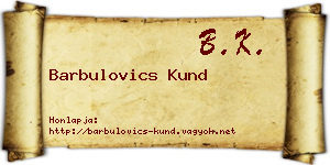 Barbulovics Kund névjegykártya